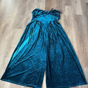 Cider Blue Velvet Chain Strap Jumpsuit - Size 3XL - NWT